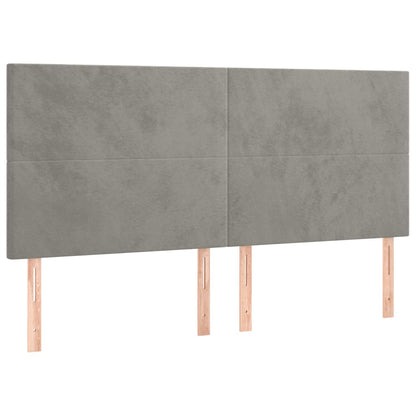 Cabeceira de cama c/ LED veludo 160x5x118/128 cm cinza-claro