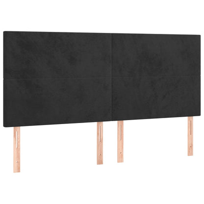 Cabeceira de cama c/ luzes LED veludo 160x5x118/128 cm preto