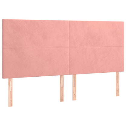 Cabeceira de cama c/ luzes LED veludo 180x5x118/128 cm rosa