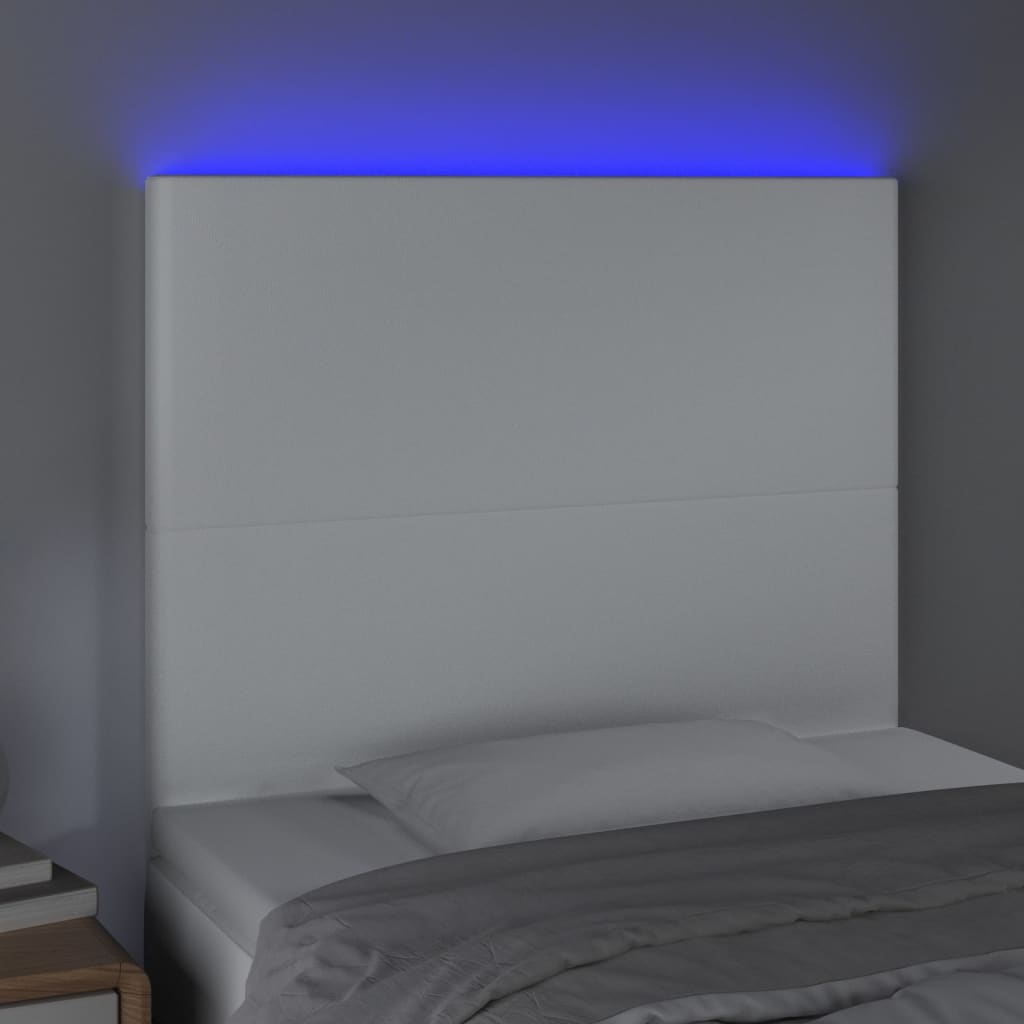 Cabeceira de Cama Loki com Luzes LED em Couro Artificial - Branco - 80 cm - Design Moderno