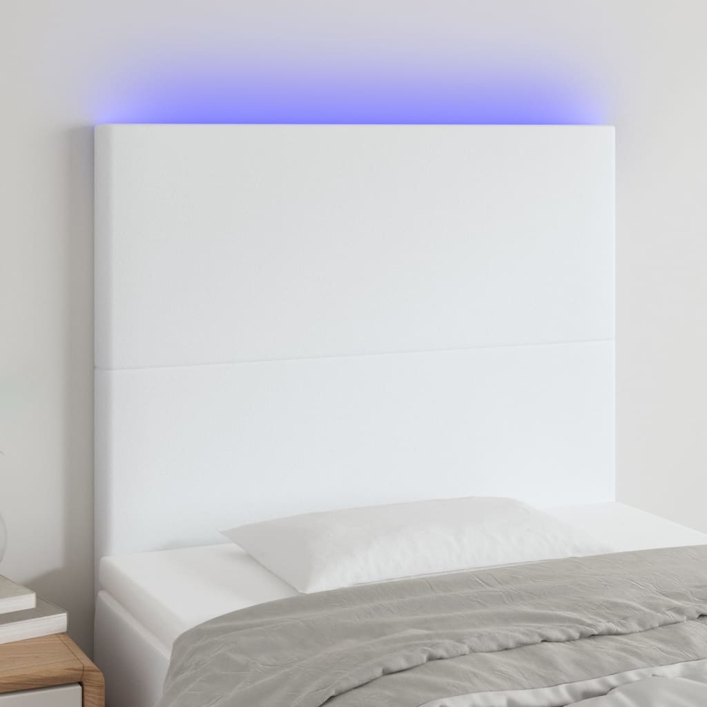 Cabeceira de Cama Loki com Luzes LED em Couro Artificial - Branco - 80 cm - Design Moderno