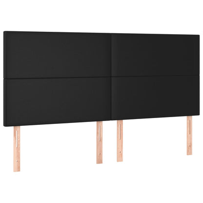 Cabeceira cama c/ LED couro artificial 160x5x118/128 cm preto