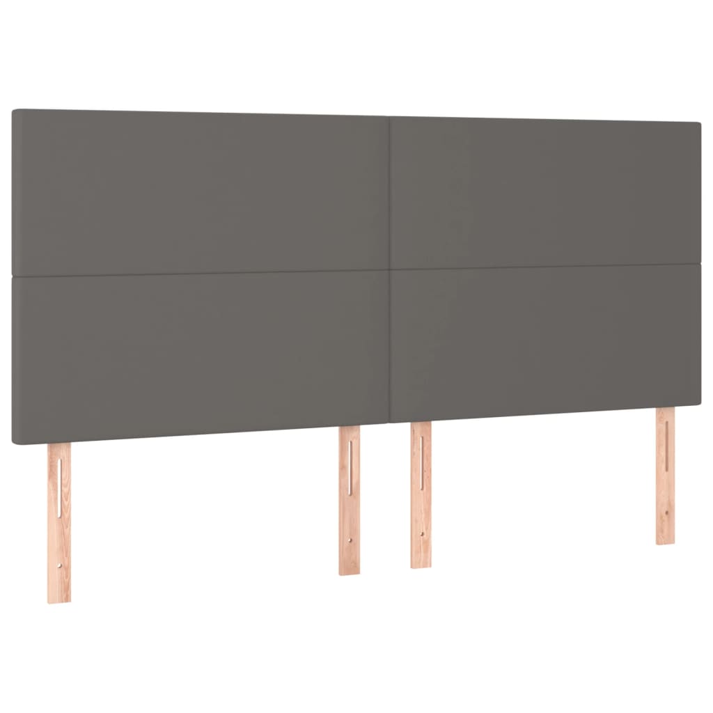 Cabeceira cama c/ LED couro artif. 160x5x118/128 cm cinzento