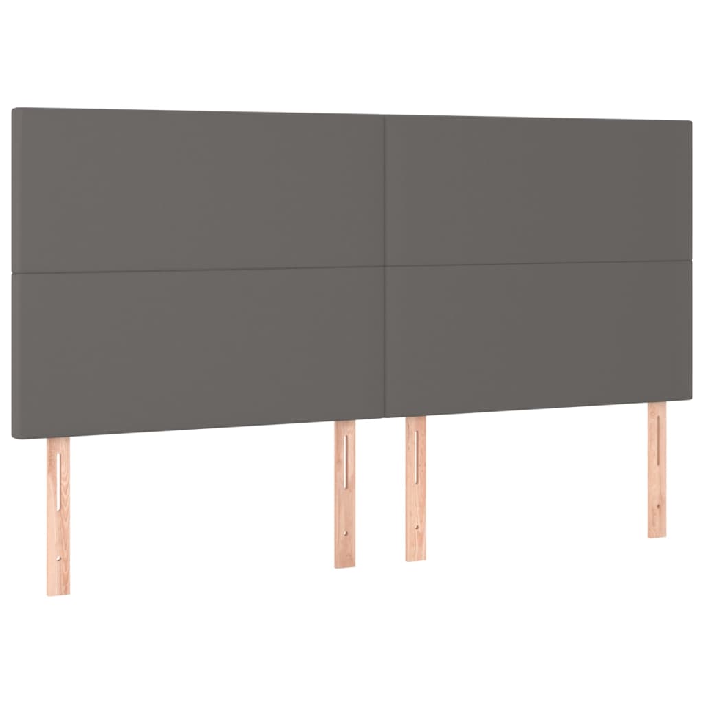 Cabeceira cama c/ LED 180x5x118/88cm couro artificial cinzento