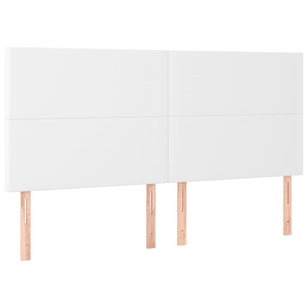 Cabeceira cama c/ LED couro artificial 200x5x118/128 cm branco