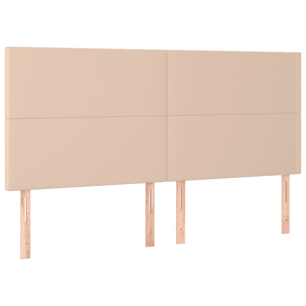 Cabeceira cama c/ LED couro artif. 200x5x118/128 cm cappuccino