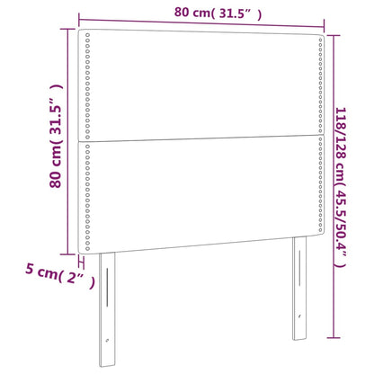 Cabeceira cama c/ luzes LED tecido 80x5x118/128 cm cinza-claro