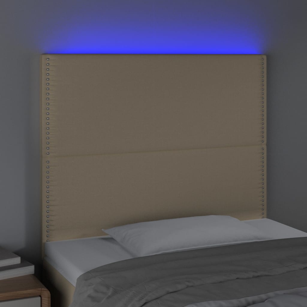 Cabeceira de cama c/ LED tecido 80x5x118/128cm crème