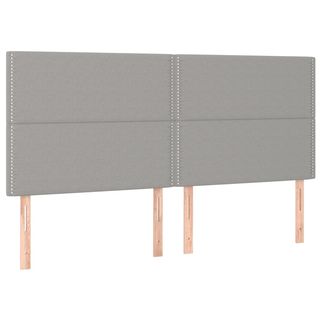 Cabeceira de cama c/ LED tecido 160x5x118/128 cm cinza-claro