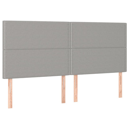 Cabeceira de cama c/ LED tecido 160x5x118/128 cm cinza-claro