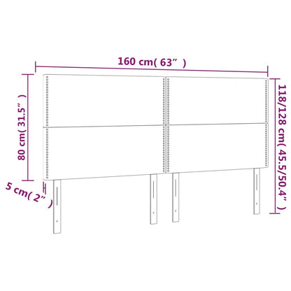 Cabeceira de cama c/ LED tecido 160x5x118/128 cm cinza-claro