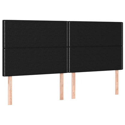 Cabeceira de cama c/ luzes LED tecido 180x5x118/128 cm preto