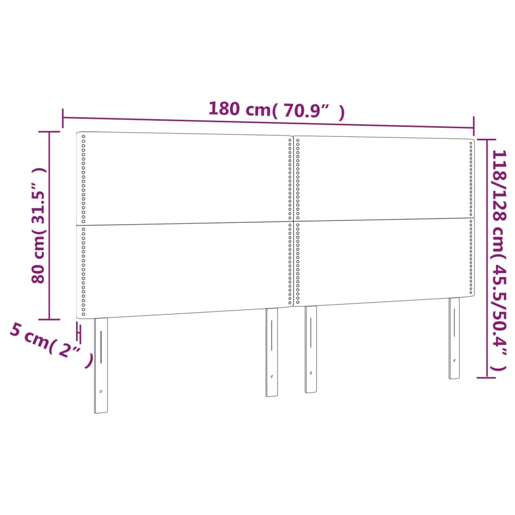 Cabeceira de cama c/ luzes LED tecido 180x5x118/128 cm preto