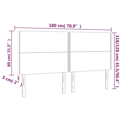 Cabeceira de cama c/ luzes LED tecido 180x5x118/128 cm preto