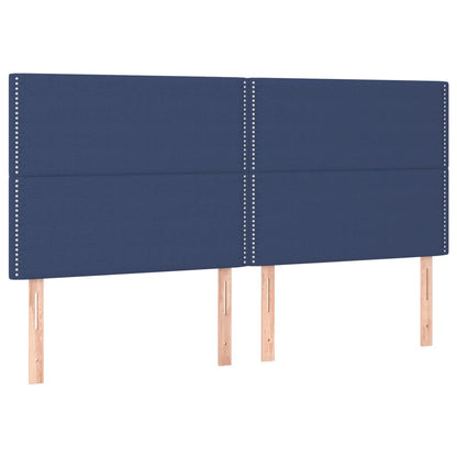 Cabeceira de cama c/ luzes LED tecido 180x5x118/128 cm azul