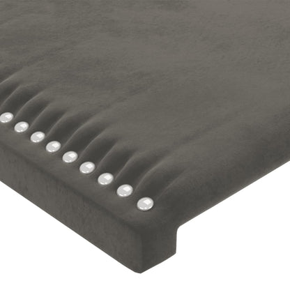 Cabeceira de cama c/ LED veludo 80x5x118/128 cm cinza-escuro