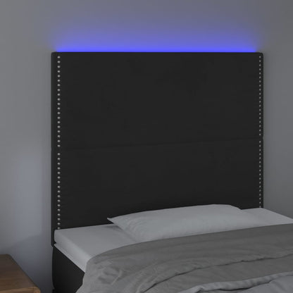 Cabeceira cama c/ LED veludo 80x5x118/128 cm preto