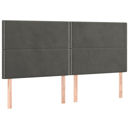 Cabeceira de cama c/ LED veludo 160x5x118/128 cm cinza-escuro