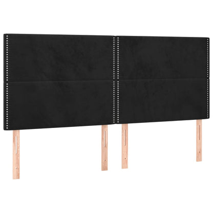 Cabeceira de cama c/ luzes LED veludo 160x5x118/128 cm preto