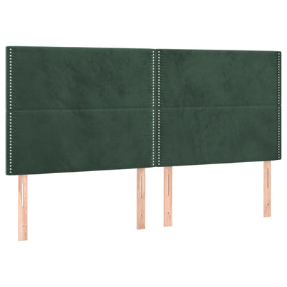 Cabeceira de cama c/ LED veludo 160x5x118/128 cm verde-escuro