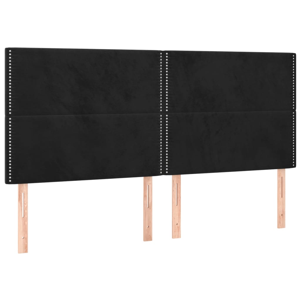 Cabeceira de cama c/ luzes LED veludo 180x5x118/128 cm preto