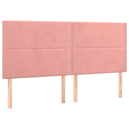 Cabeceira de cama c/ luzes LED veludo 180x5x118/128 cm rosa