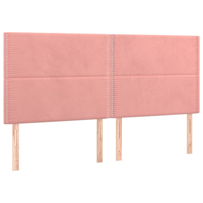 Cabeceira de cama c/ luzes LED veludo 200x5x118/128 cm rosa