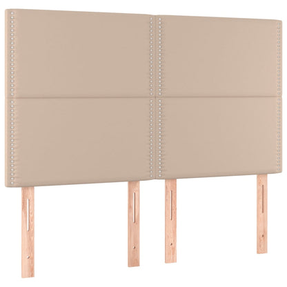 Cabeceira cama c/ LED couro artif. 144x5x118/128 cm cappuccino