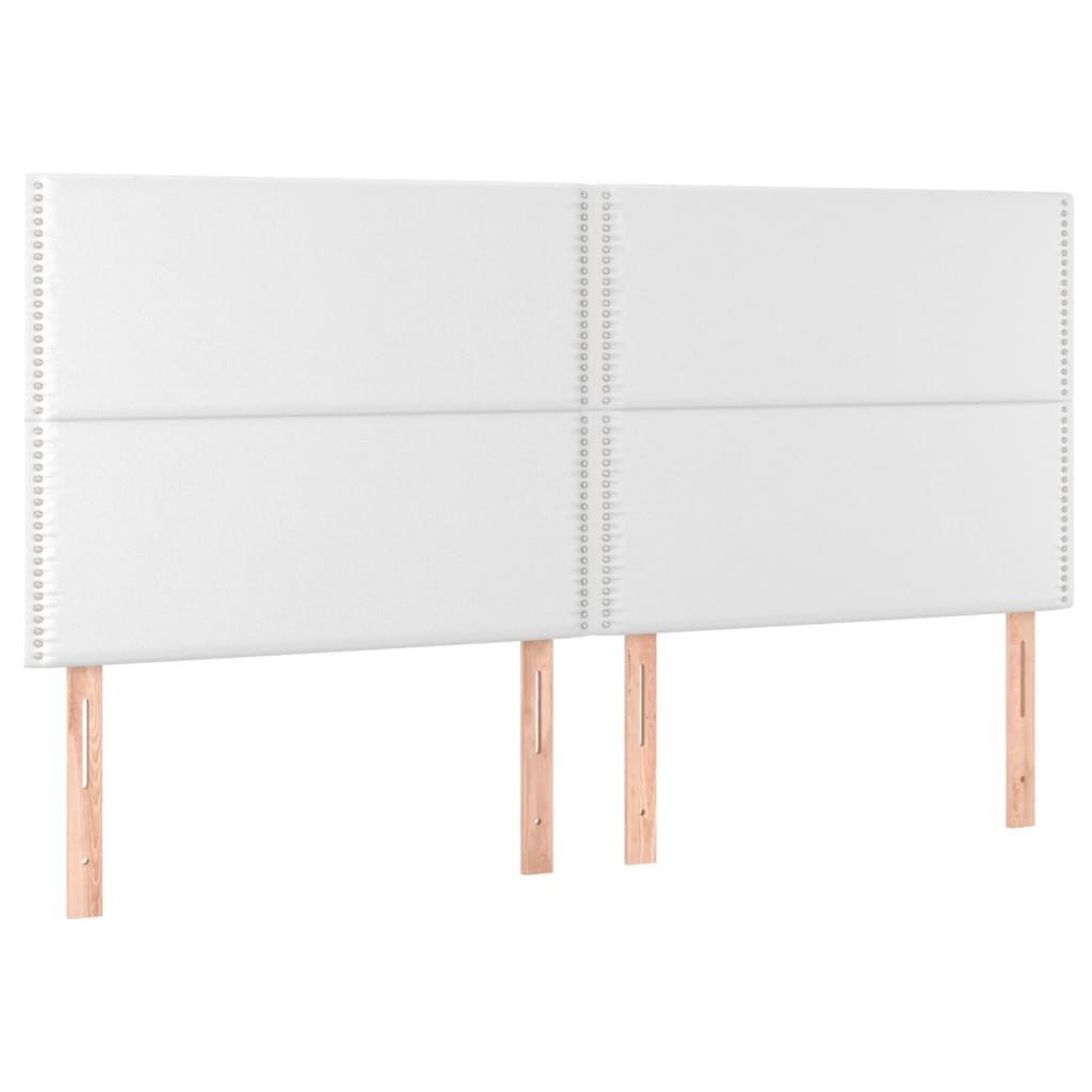 Cabeceira cama c/ LED couro artificial 160x5x118/128 cm branco