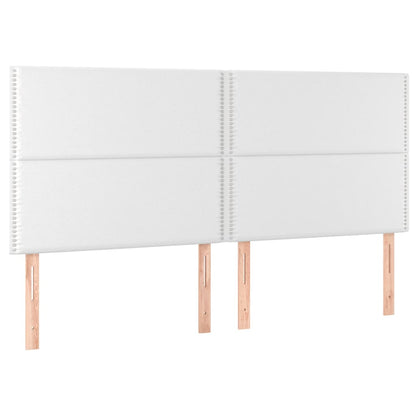 Cabeceira cama c/ LED couro artificial 160x5x118/128 cm branco