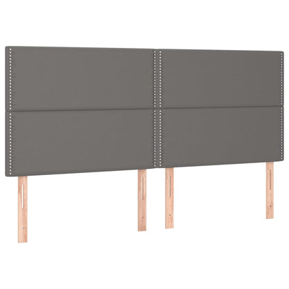 Cabeceira cama c/ LED couro artif. 160x5x118/128 cm cinzento