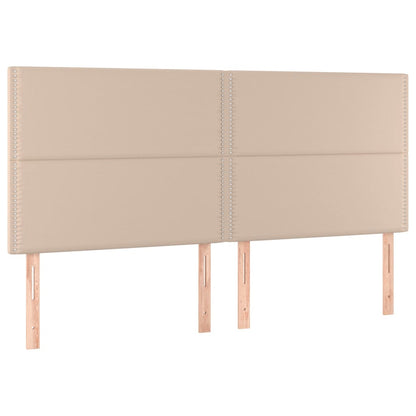 Cabeceira cama c/ LED couro artif. 160x5x118/128 cm cappuccino