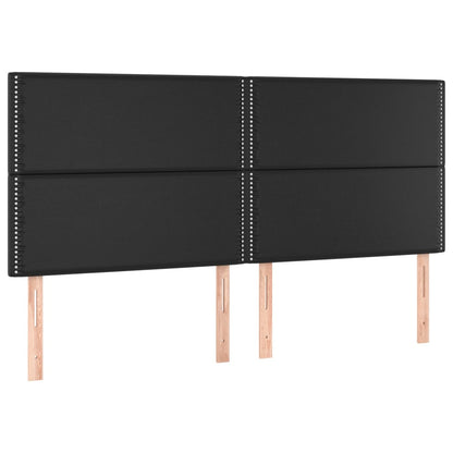 Cabeceira cama c/ LED couro artificial 180x5x118/128 cm preto