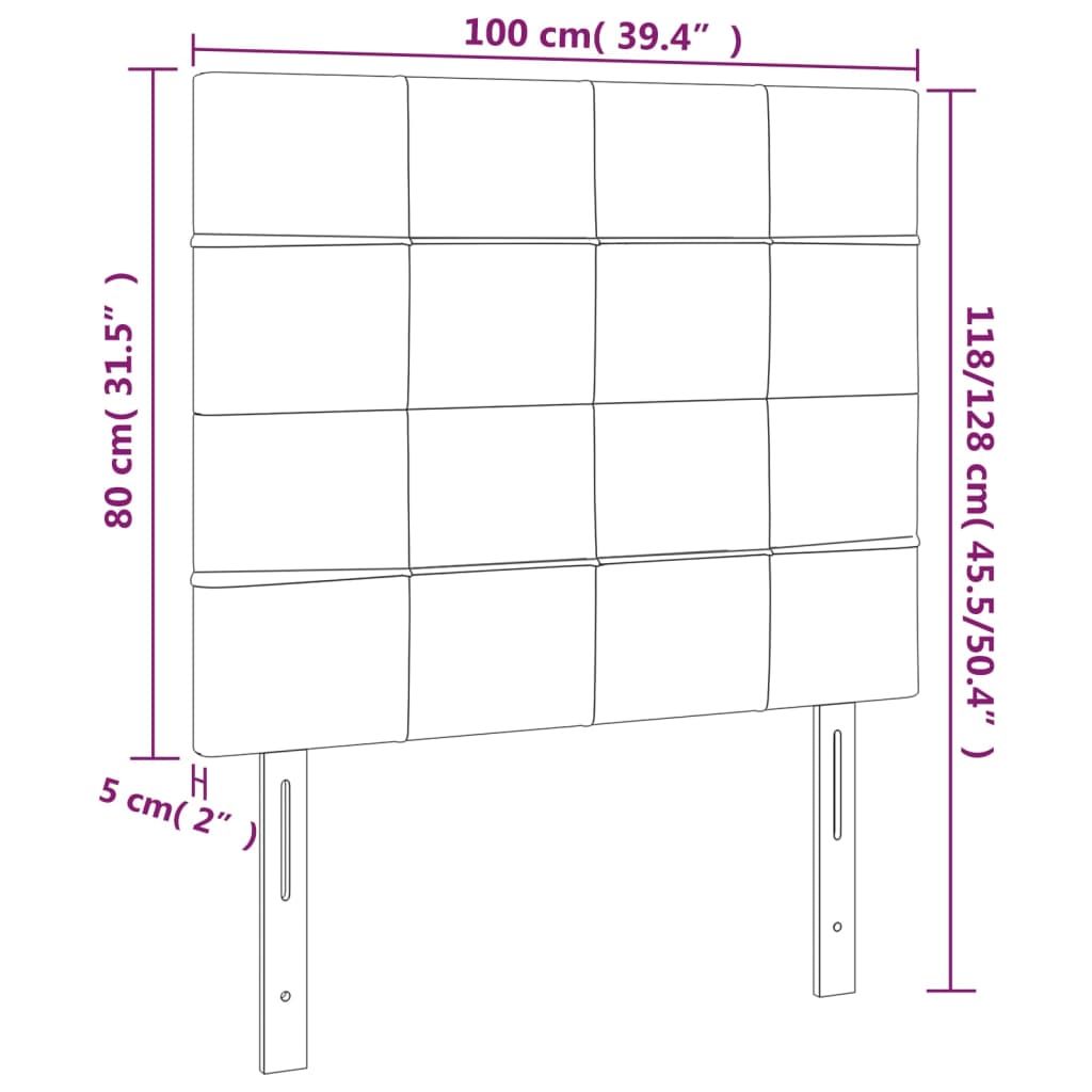 Cabeceira cama c/ LED tecido 100x5x118/128 cm crème