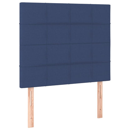 Cabeceira cama c/ LED tecido 100x5x118/128 cm azul