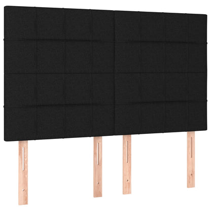 Cabeceira cama c/ LED tecido 144x5x118/128 cm preto