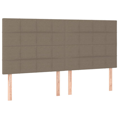 Cabeceira cama c/ LED tecido 160x5x118/128 cm cinza-acastanhado