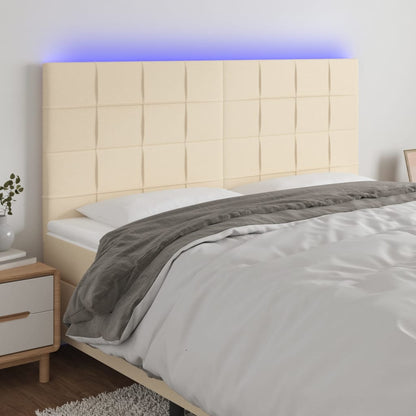 Cabeceira cama c/ LED tecido 160x5x118/128 cm crème