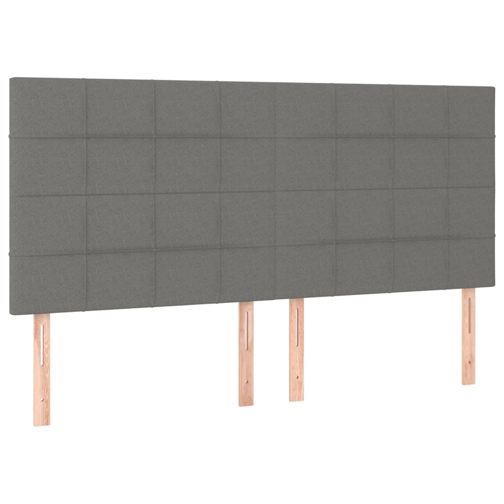 Cabeceira de cama c/ LED tecido 180x5x118/128 cm cinza-escuro