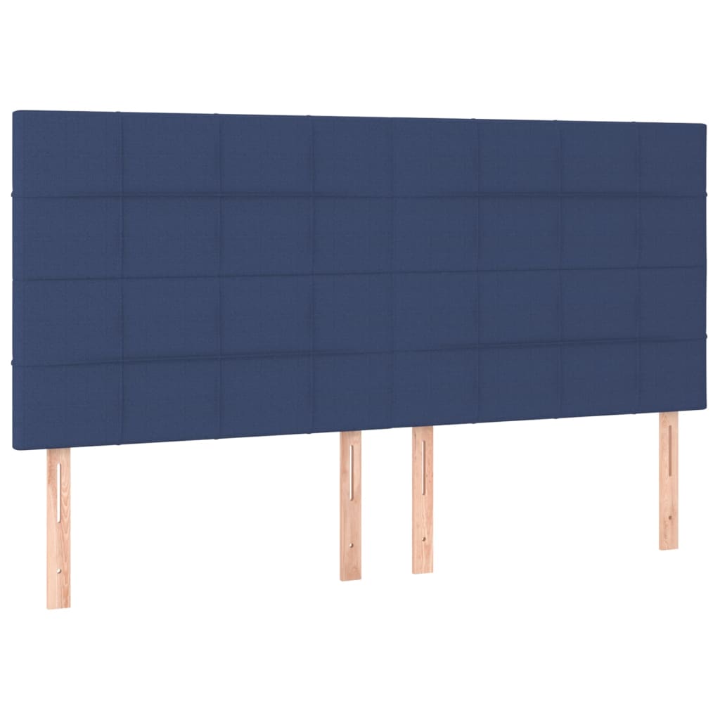 Cabeceira de cama c/ luzes LED tecido 200x5x118/128 cm azul