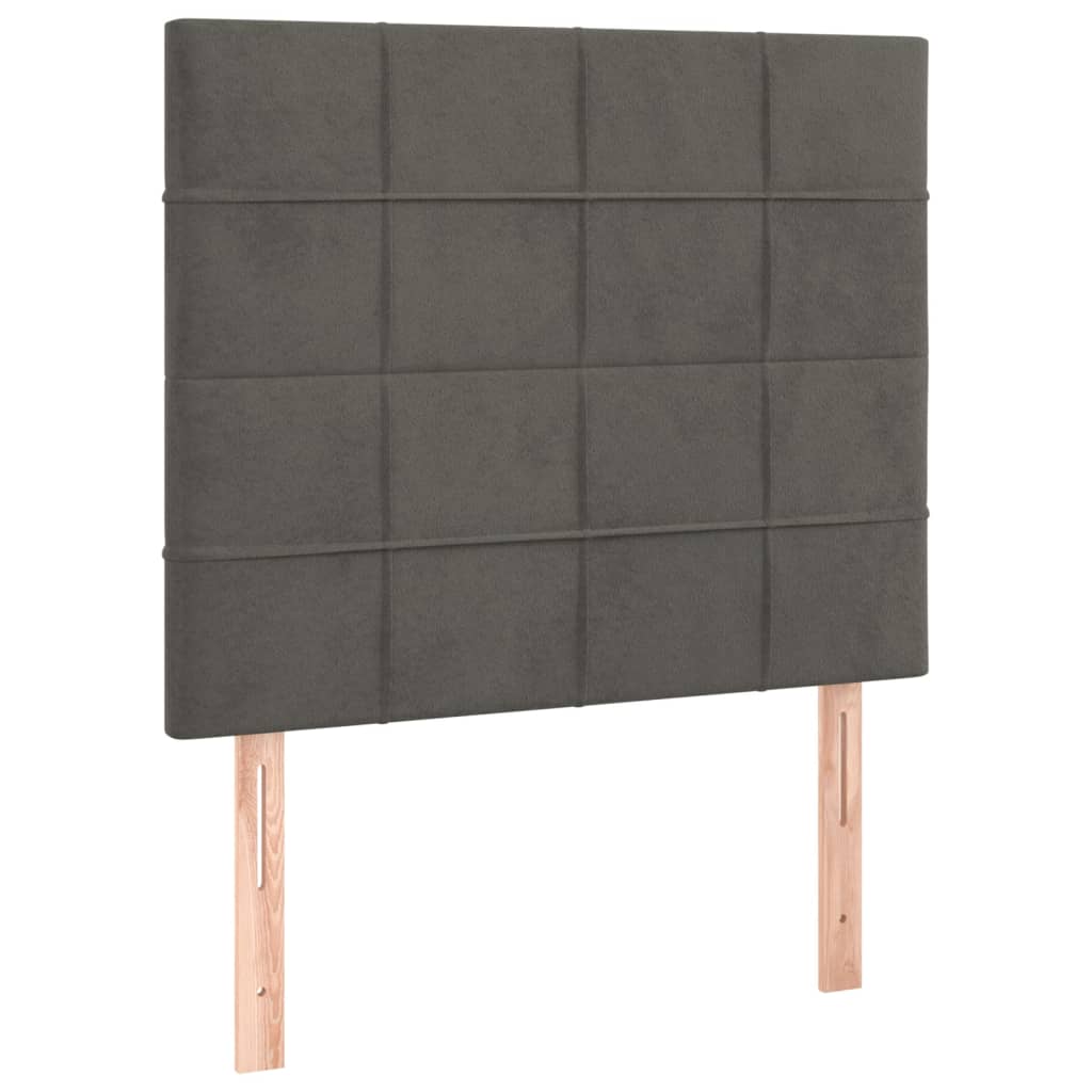 Cabeceira de cama c/ LED veludo 80x5x118/128 cm cinza-escuro