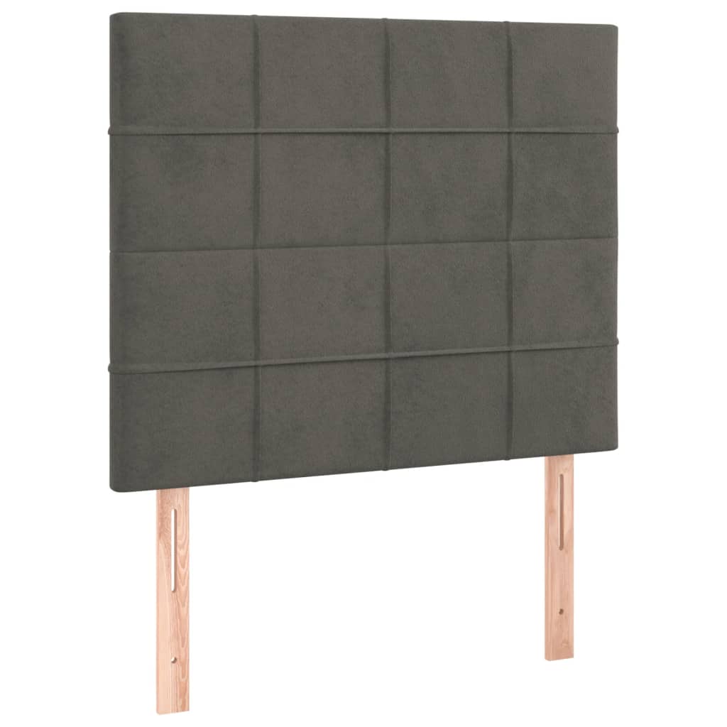 Cabeceira de cama c/ LED veludo 90x5x118/128 cm cinza-escuro