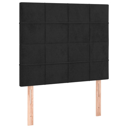 Cabeceira de cama c/ LED veludo 90x5x118/128cm preto