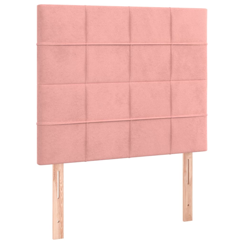 Cabeceira de cama c/ luzes LED veludo 90x5x118/128 cm rosa