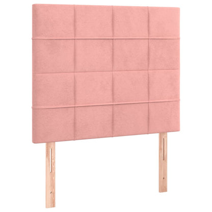 Cabeceira de cama c/ luzes LED veludo 100x5x118/128 cm rosa