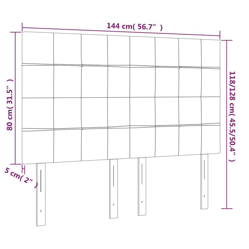 Cabeceira de cama c/ LED veludo 144x5x118/128 cm cinza-escuro