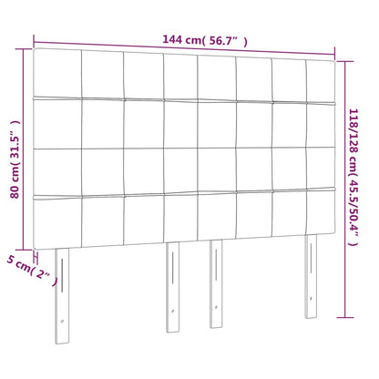 Cabeceira de cama c/ LED veludo 144x5x118/128 cm cinza-escuro