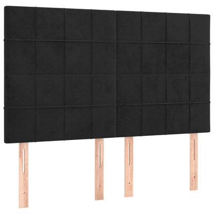 Cabeceira cama c/ LED veludo 144x5x118/128 cm preto