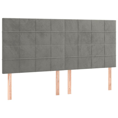 Cabeceira de cama c/ LED veludo 160x5x118/128 cm cinza-claro