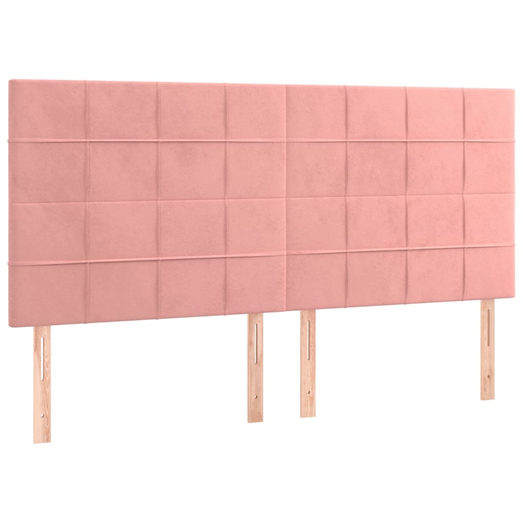 Cabeceira de cama c/ luzes LED veludo 160x5x118/128 cm rosa